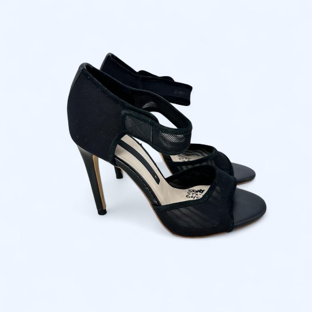 Zara Mesh High Heel Ankle Strap Black Sandals Heels Size 6